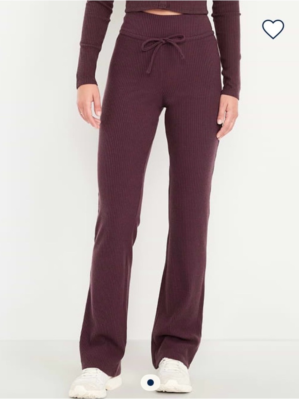 Old Navy Ribbed Drawstring Wide-Leg Track Pants in Deep Plum